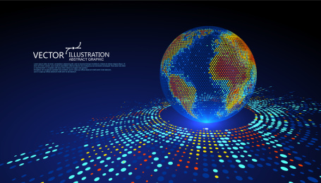 彩色地球图形设计，可用于商业信息图形。