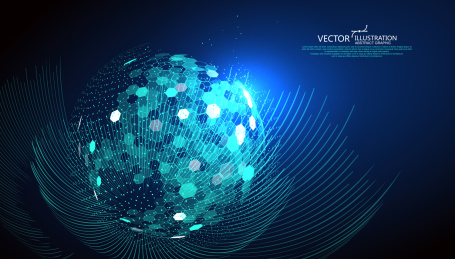 分子结构形成的立体球体，蕴含着科学技术的意义。