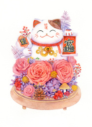 水彩插画招财猫