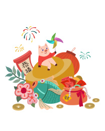 小猪坐在元宝上
