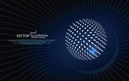 曲线构成的三维涡流状图形，引力波概念。