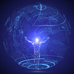 虚拟的全息影像,象征着人工智能的意义.