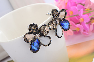 彩色水晶钻石宝石耳钉耳环