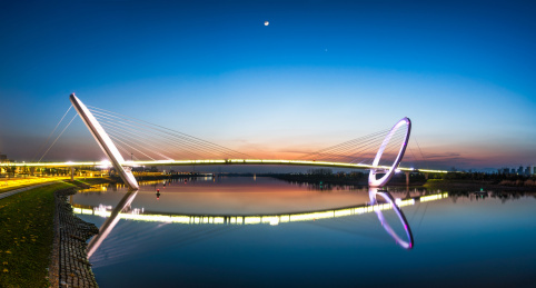 南京眼步行桥夜景全景图