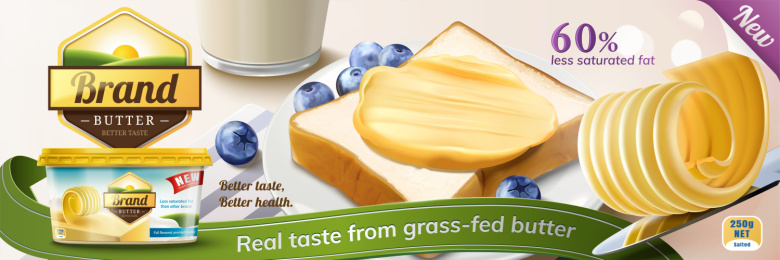 朝气植物黄油广告横幅