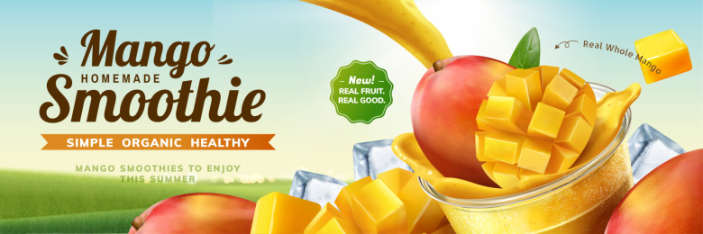 田园芒果奶昔广告横幅