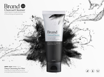 男性炭洗净露横式矢量广告