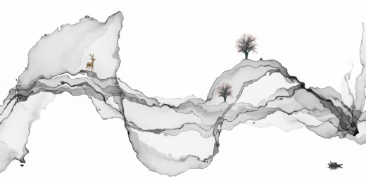 水墨山水画抽象写意线条装饰背景