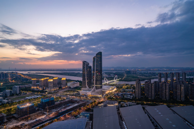 南京河西奥体新城日落景色
