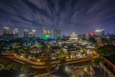 广州城市风光，粤剧艺术博物馆