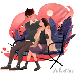 长凳上皮衣服的情侣