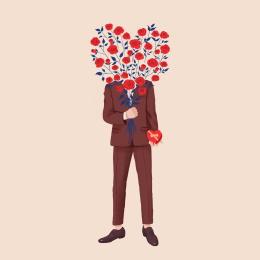 情人节手持玫瑰和礼物