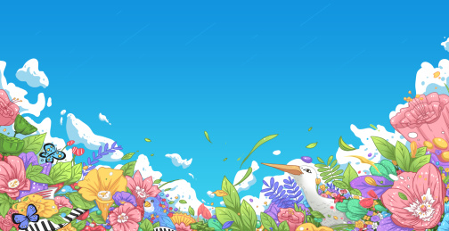 春天色彩缤纷的花丛漫步