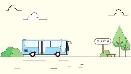 MBE风线性卡通公交车