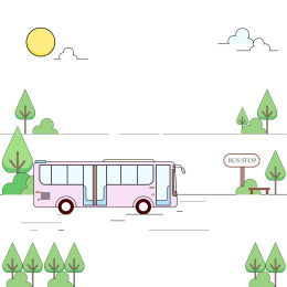 MBE风线性卡通公交车
