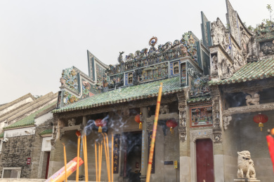 广东佛山三水芦苞胥江祖庙建筑雕塑外观局部特写