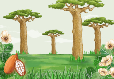 猴面包树小清新自然手绘插画