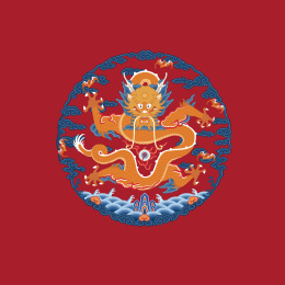 红色正龙团龙纹样