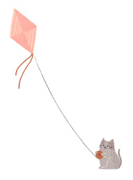 放风筝的猫咪插画 放风筝