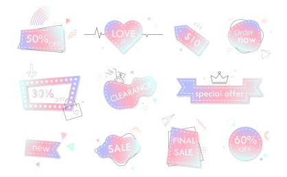 矢量销售标签贴纸集合