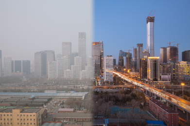 北京雾霾对比 大气现象