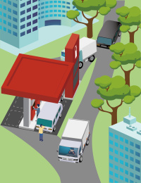 汽车加油站插画