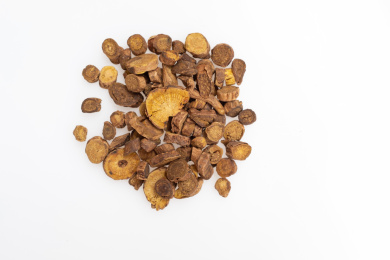 白色背景上的中药 酒黄芩