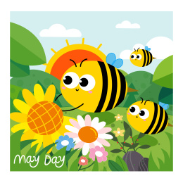 劳动节主题蜜蜂矢量插画