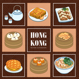 港式饮食平面插图