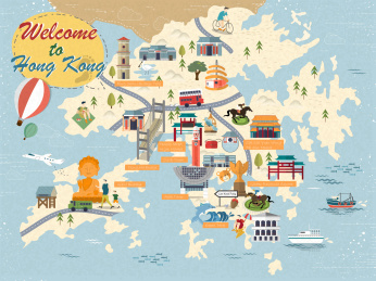 香港旅游地图插画