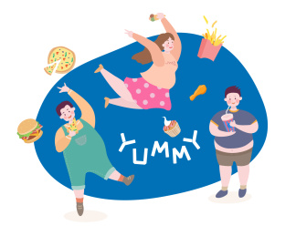 开心聚餐卡通人物