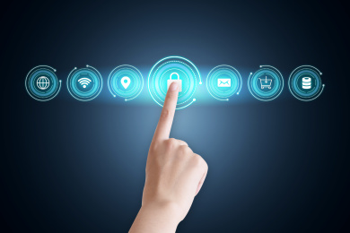 数据保护、网络安全隐私、互联网技术概念创意图