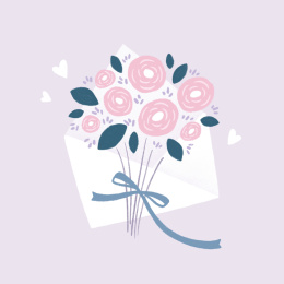 鲜花花束情书插画