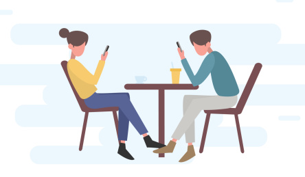 坐着看手机扁平风