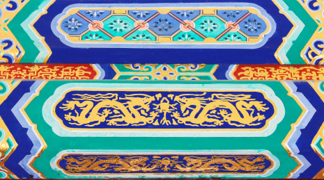 中国传统建筑斗拱彩色画