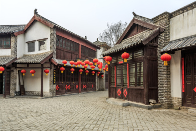 山东曲阜孔子六艺城古街仿古建筑