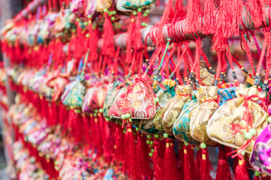 中国四川成都的手工艺品香囊特写