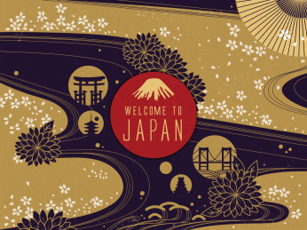 典雅日本文化旅行明信片模板