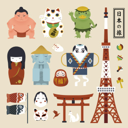 可爱日本文化元素图标素材