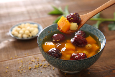 南瓜红枣莲子甜汤 家常菜