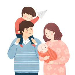 开心的一家四口插画