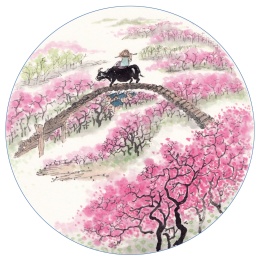 创意手绘中国风二十四节气山水插画清明