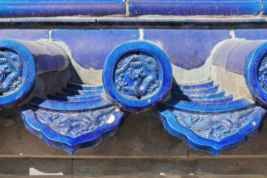 中国北京天坛的蓝色琉璃瓦