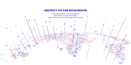 六边形网格组成的地球 代表了互联网、大数据和云计算