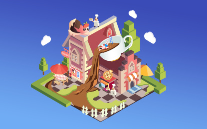 甜品屋游乐场2.5D插画