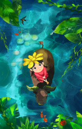 唯美清新二十四节气春分清明出游踏青春季插画