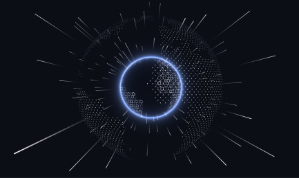 未来科技感的地球，代表高科技、大数据和物联网，点阵的球体和六边形网格地球