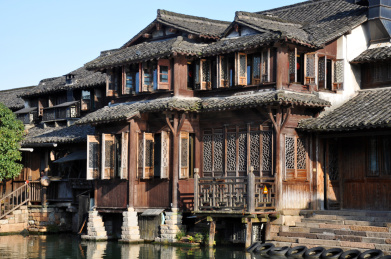 水上中式复古建筑 建筑