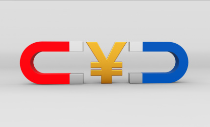 磁铁与人民币符号