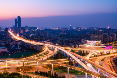 南京赛虹立交桥夜景车流